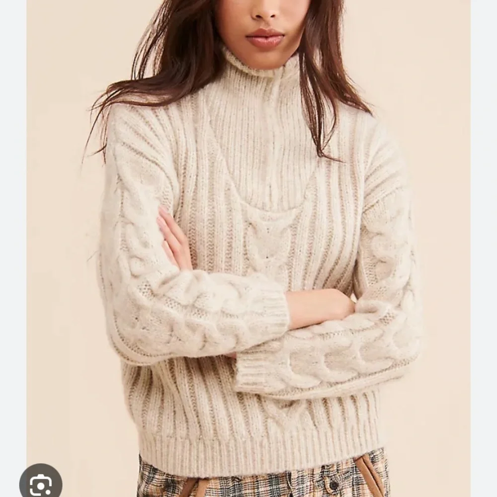LITTLE LIES ANTHROPOLOGIE MOHAIR WOOL HALF ZIP SWEATER CREAM MEDIUM/LARGE